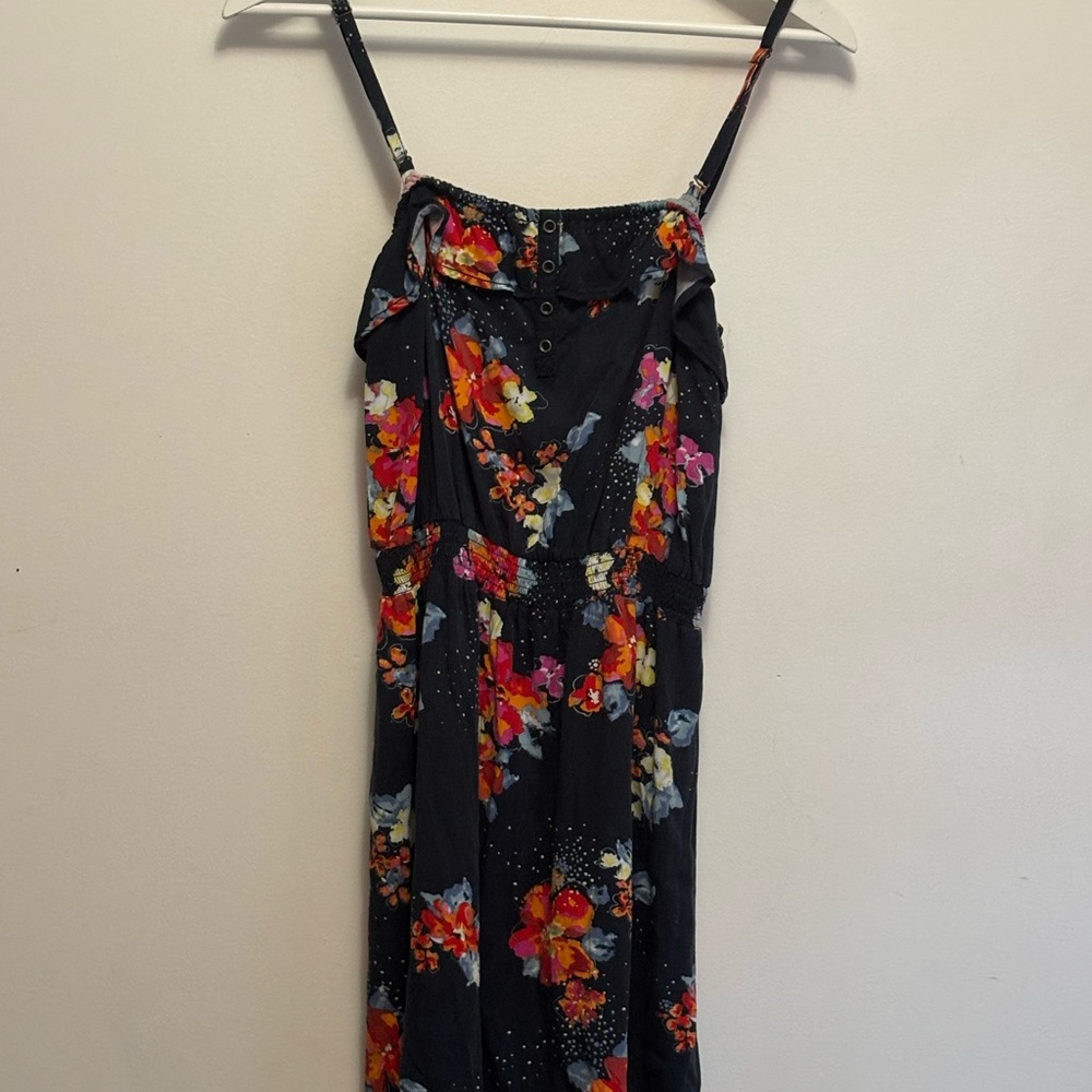 Garage Vibrant Floral Black Mini Dress